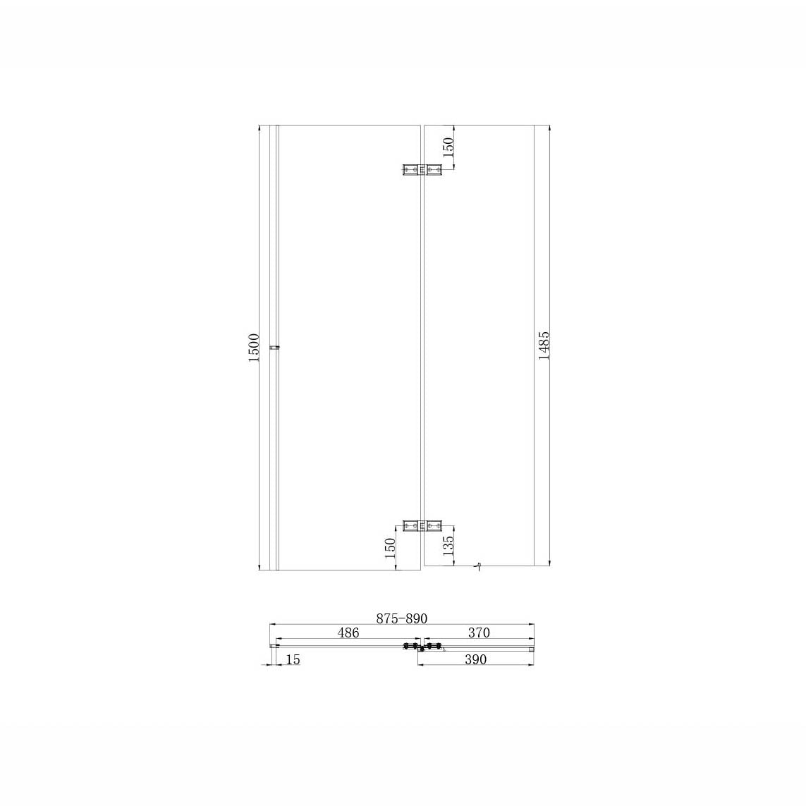 Chrome Square 900mm Pivot Bath Screen  & Fixed Panel