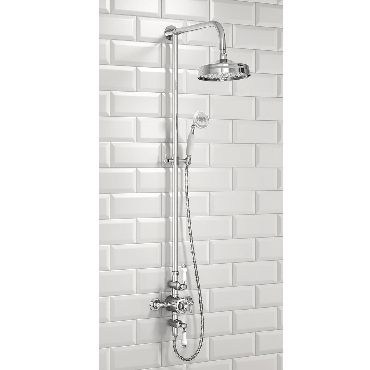 Traditional Fixed Head Thermostatic Rigid Riser Shower & Handset