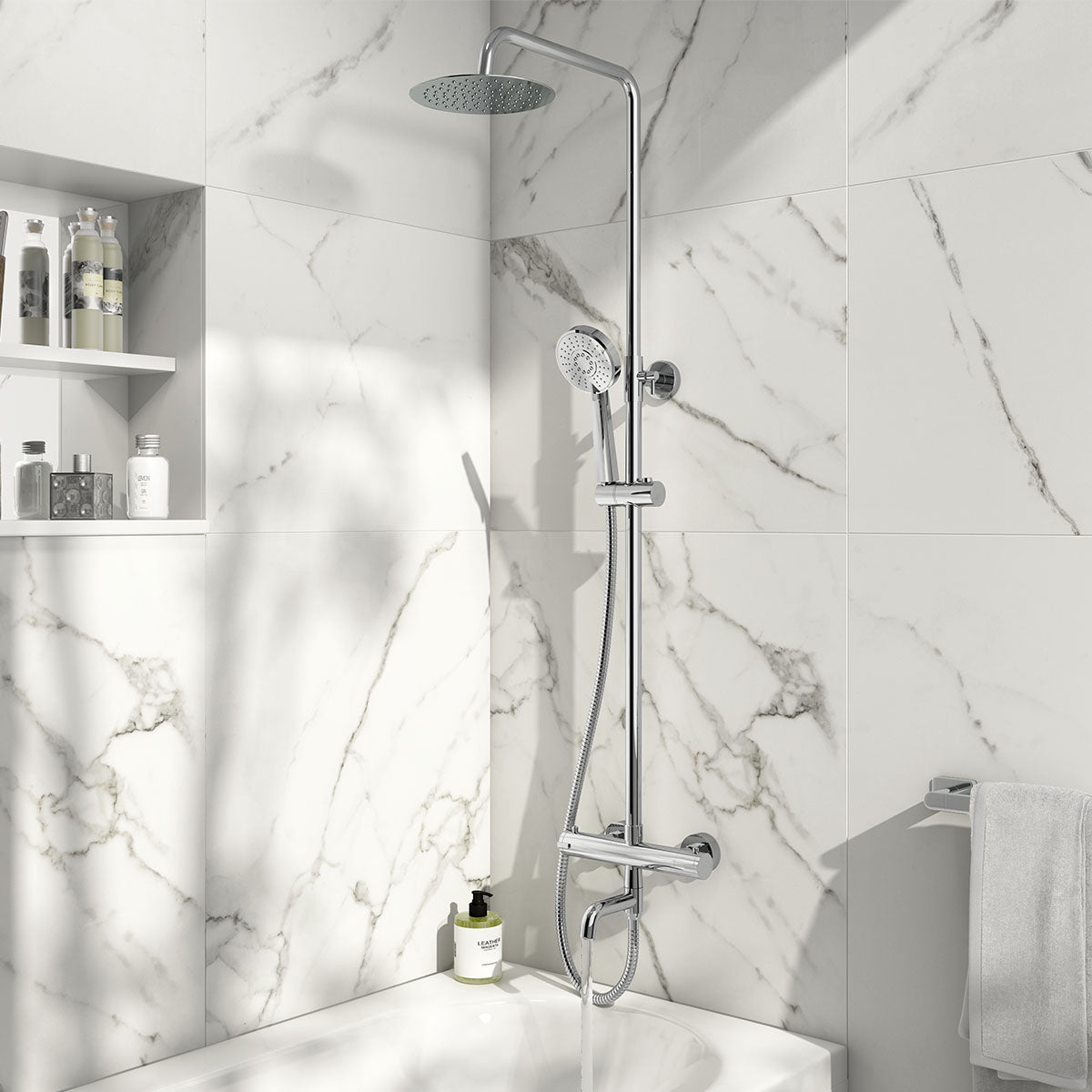Solar Round Rigid Riser Shower with Bath Filler