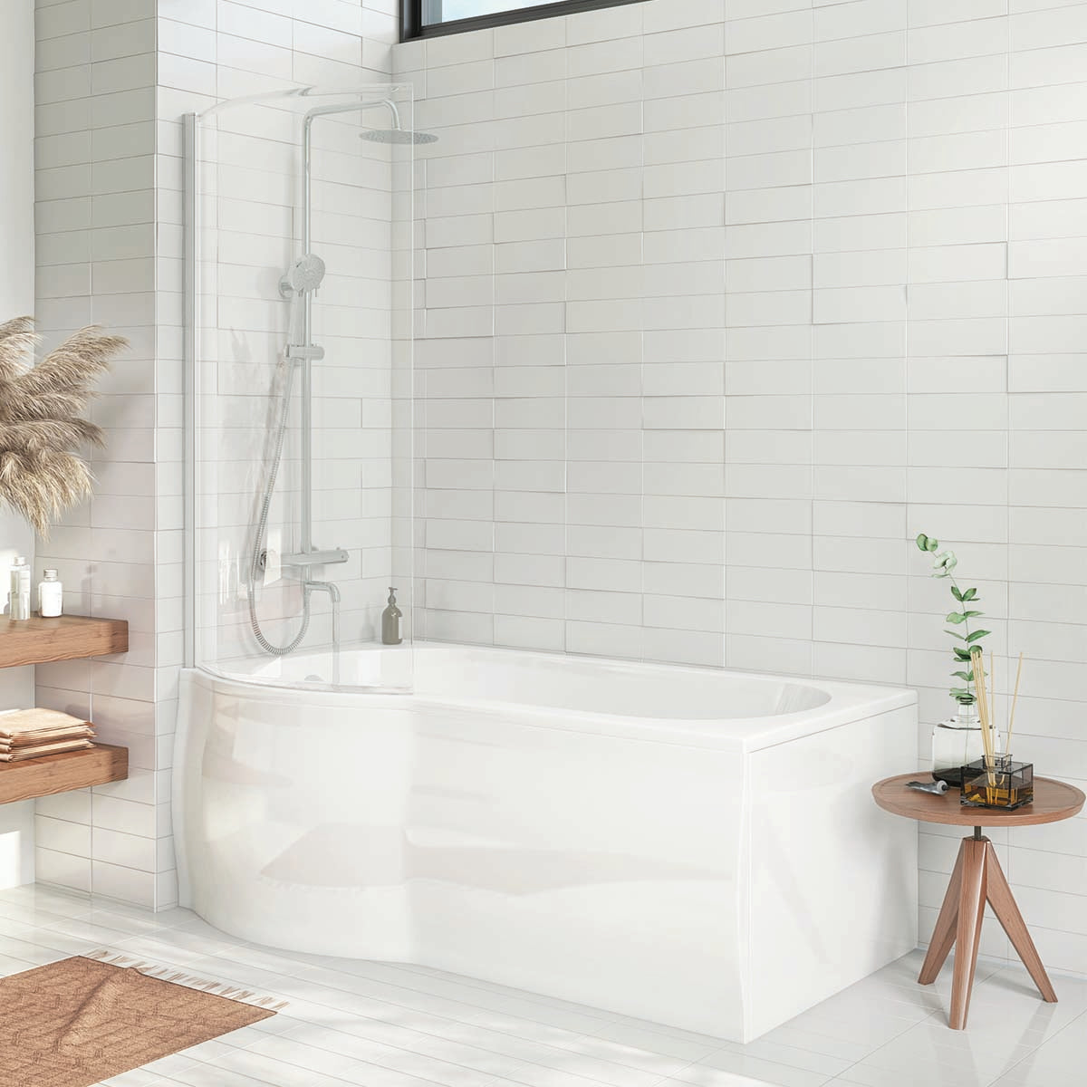 P Shape Shower Bath Left