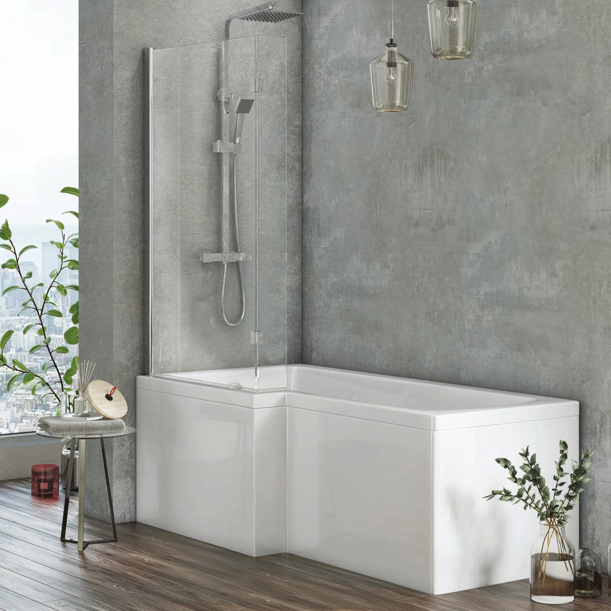 L Shape Shower Bath Left