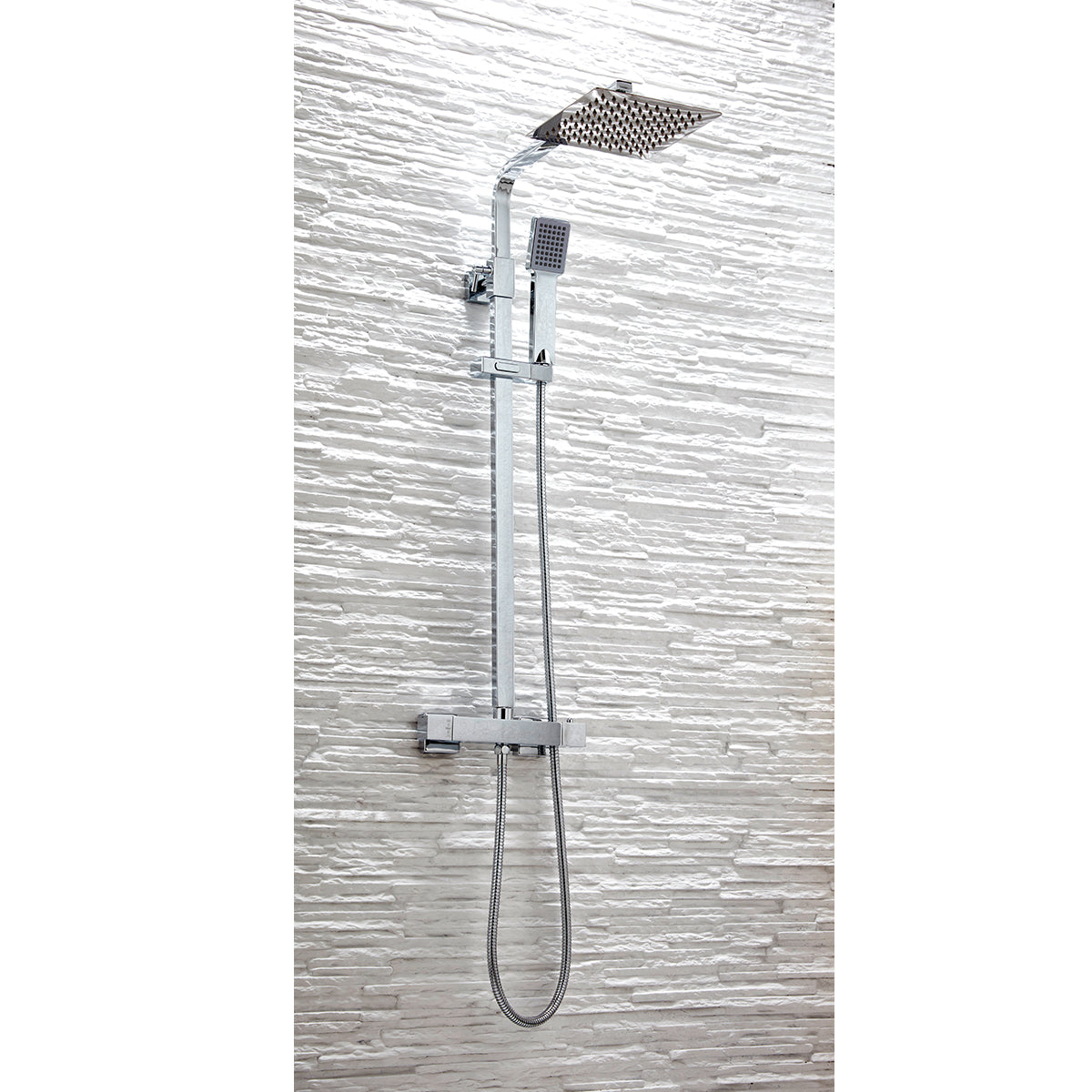 Elliot Chrome Square Thermostatic Rigid Riser Shower