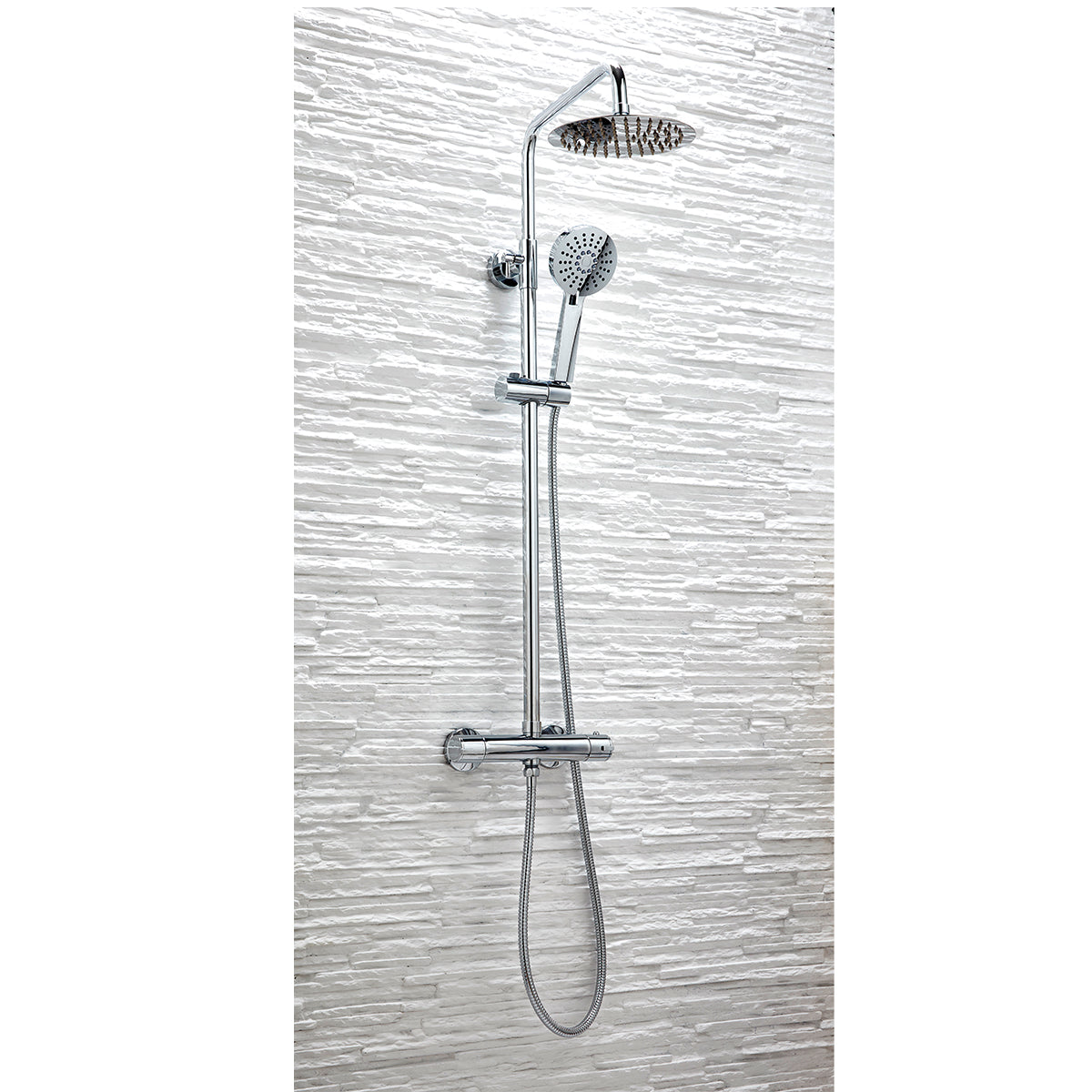 Chrome Round Thermostatic Rigid Riser Shower