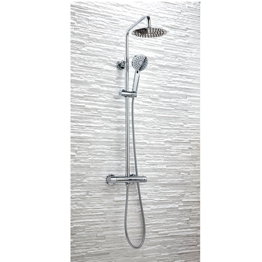 Chrome Round Thermostatic Rigid Riser Shower