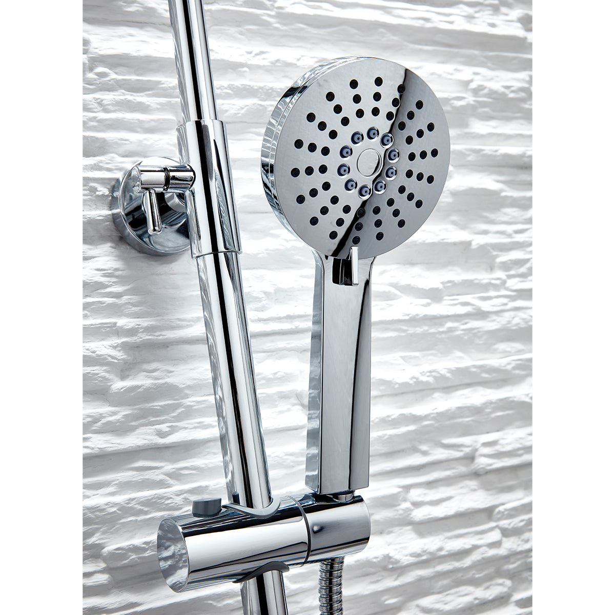 Chrome Round Thermostatic Rigid Riser Shower