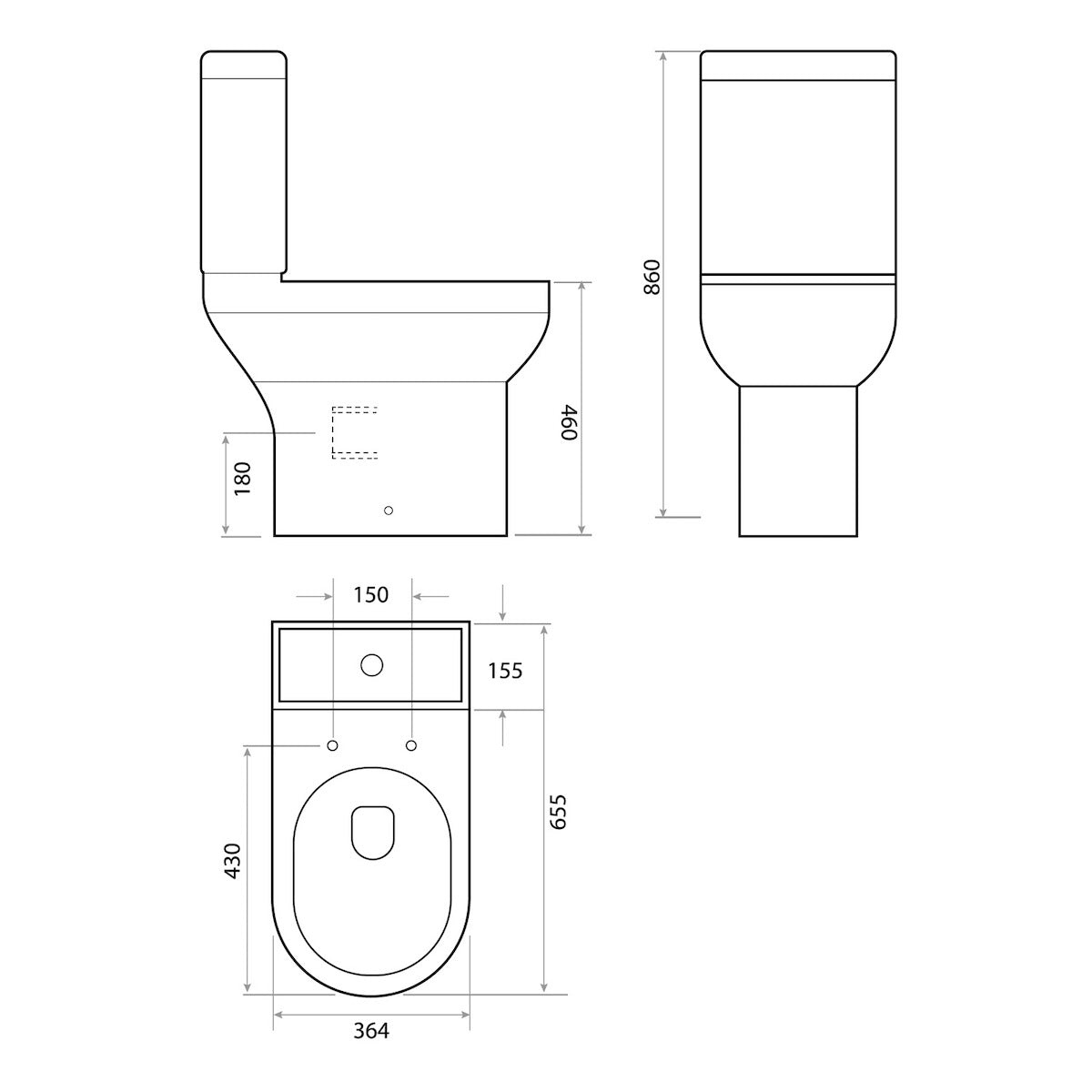 SPA Comfort Height Open Back  Pan, Cistern & Soft Close Seat
