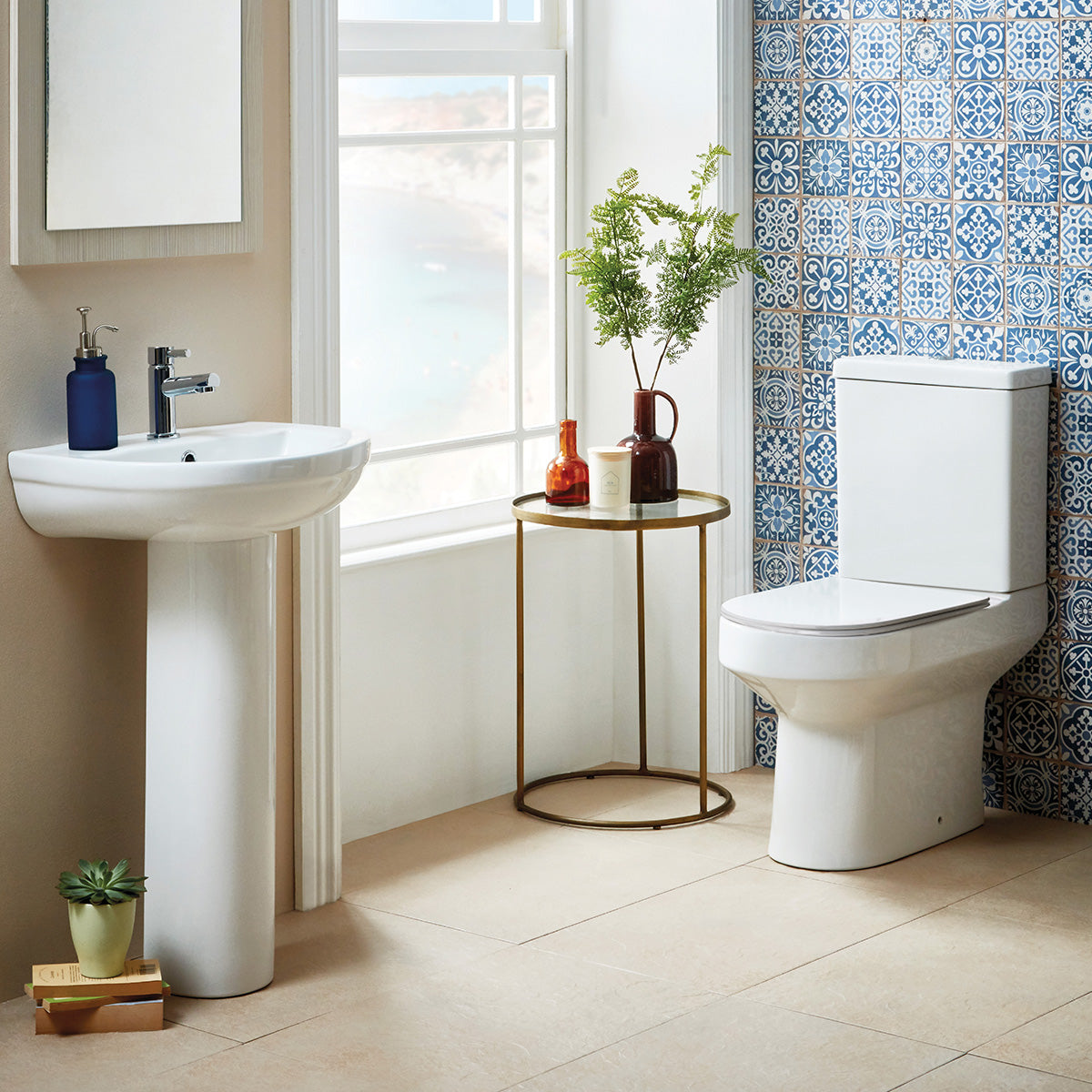 SPA Comfort Height Open Back  Pan, Cistern & Soft Close Seat