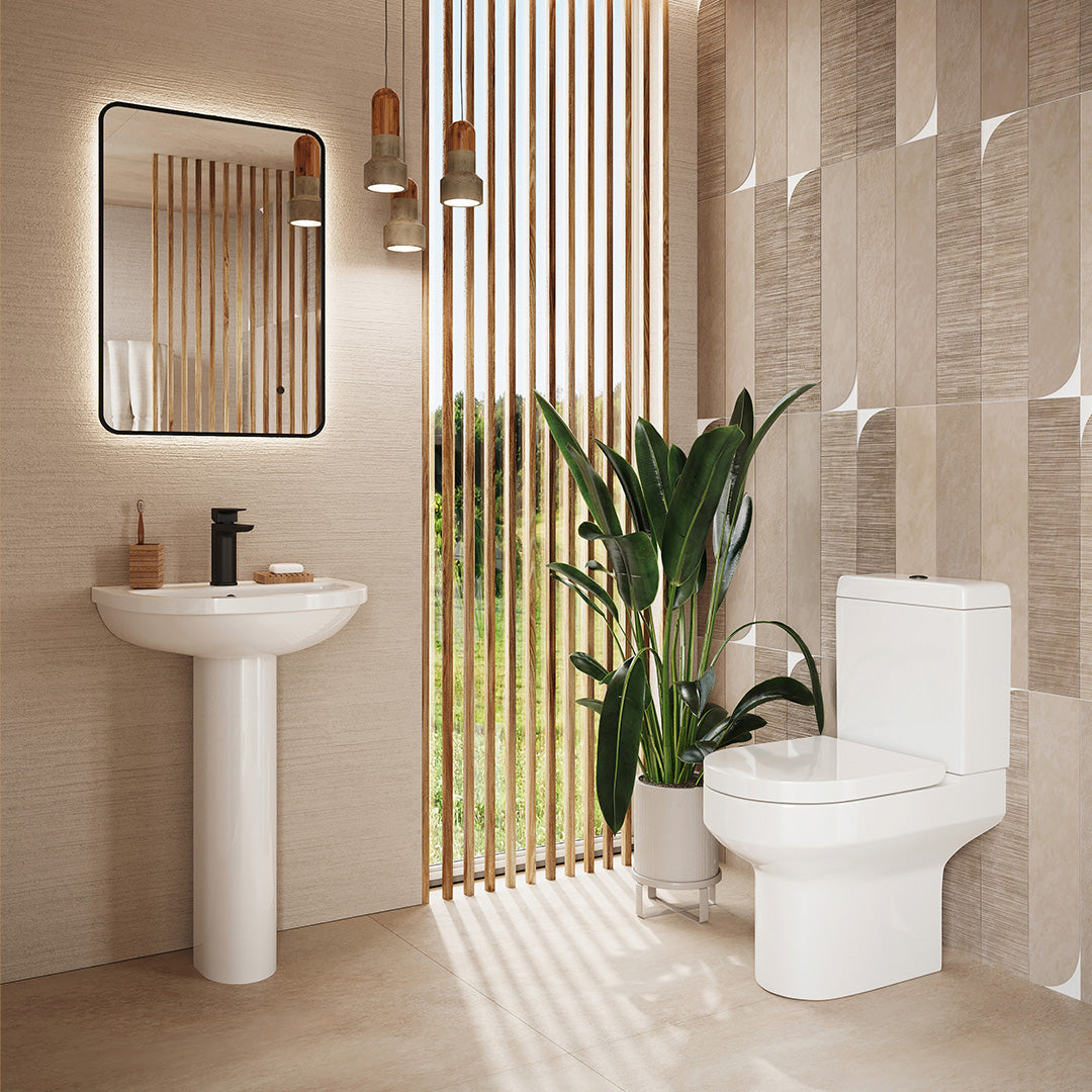 SPA Comfort Height Open Back  Pan, Cistern & Soft Close Seat