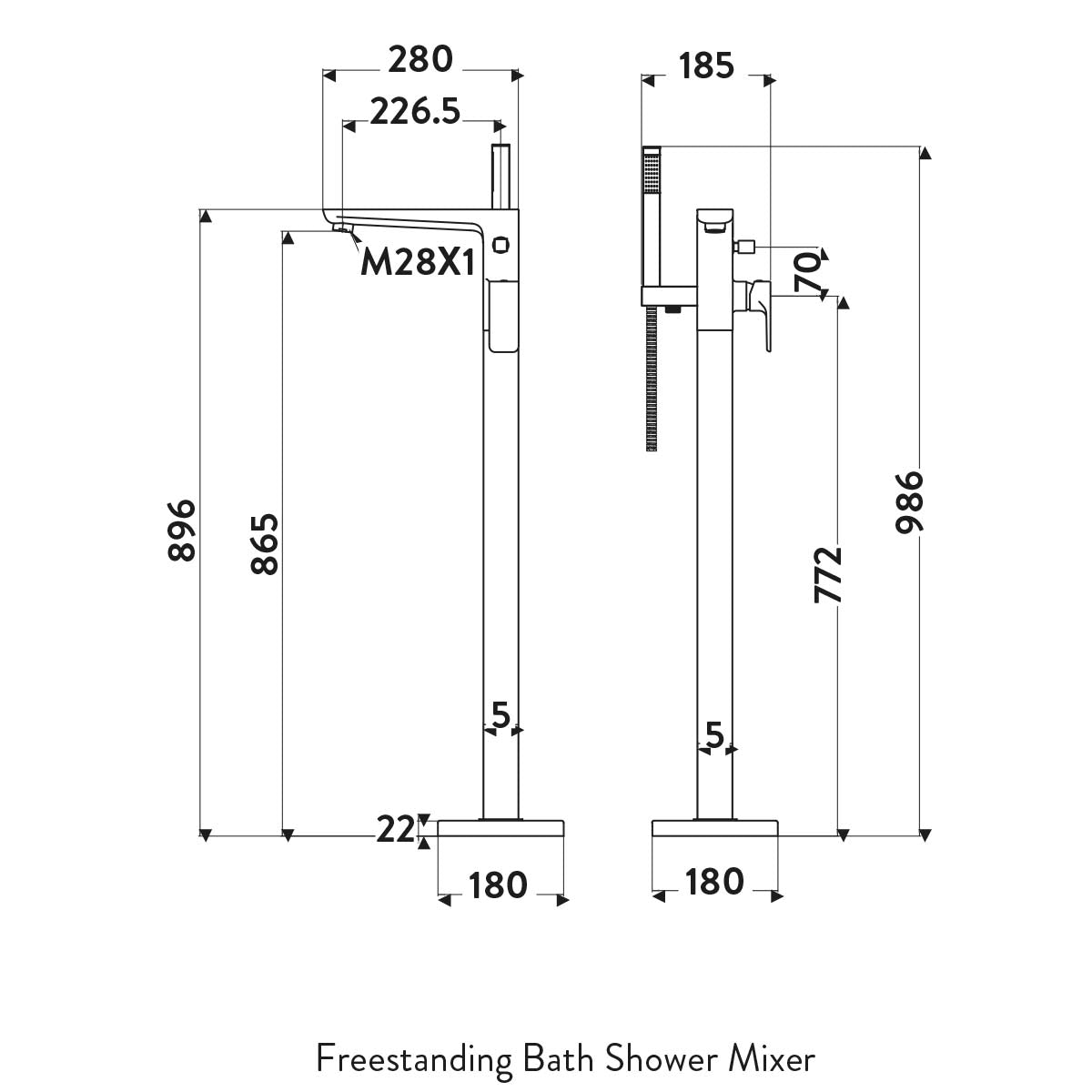 Newro Freestanding Bath Shower Mixer Chrome