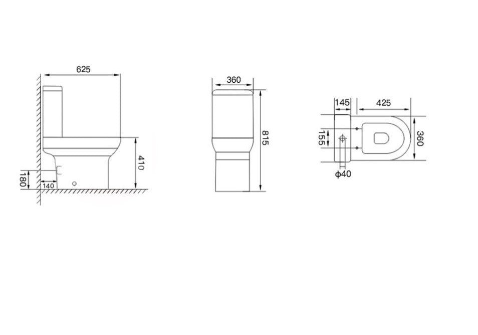 SPA Open Back Pan Including  Cistern & D Shape Soft Close Seat