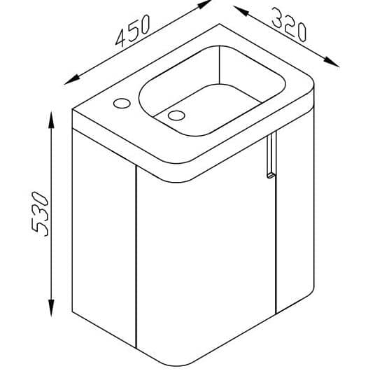 Cara 450 1 Door Bathroom Wall Hung Unit And Basin With Mirror